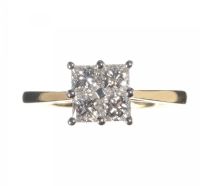 18CT GOLD AND DIAMOND QUAD RING at Ross's Online Art Auctions