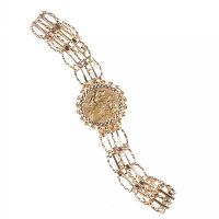 9CT GOLD GATE BRACELET SET WITH A HALF-SOVEREIGN COIN at Ross's Online Art Auctions