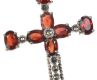 STERLING SILVER GARNET AND MARCASITE CROSS PENDANT at Ross's Online Art Auctions