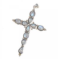 STERLING SILVER AND MOONSTONE CROSS PENDANT at Ross's Online Art Auctions