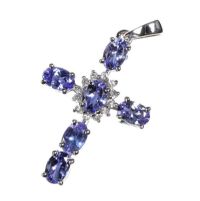 STERLING SILVER TANZANITE AND CRYSTAL CROSS at Ross's Online Art Auctions