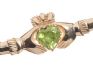9CT GOLD AND GREEN STONE CLADDAGH BAR BROOCH at Ross's Online Art Auctions