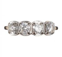 14CT GOLD AND FOUR STONE DIAMOND RING at Ross's Online Art Auctions