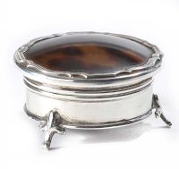 STERLING SILVER AND TORTOISESHELL JEWELLERY BOX at Ross's Online Art Auctions
