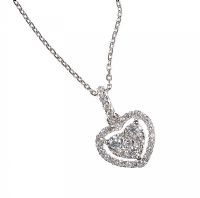 18CT WHITE GOLD AND DIAMOND HEART-SHAPED PENDANT at Ross's Online Art Auctions