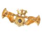 GOLD METAL AND CONNEMARA MARBLE CLADDAGH BAR BROOCH at Ross's Online Art Auctions