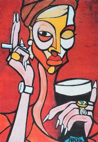 A PINT AND A CIGARETTE by Terry Bradley at Ross's Online Art Auctions
