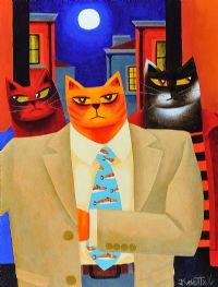 CATS NIGHT OUT by Graham Knuttel at Ross's Online Art Auctions