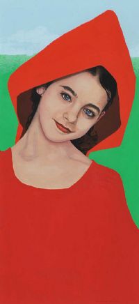 LITTLE RED GIRL WITH BLACK WOLF by Vincent McDonnell at Ross's Online Art Auctions