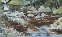 ROCKS AND RIVER REFLECTIONS by Ivor B. Coburn RUA at Ross's Online Art Auctions
