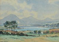 DUNDRUM BAY AND THE MOURNE MOUNTAINS by Frank Murphy at Ross's Online Art Auctions