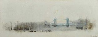 THAMES AND THE TOWER BRIDGE, LONDON by Anthony Klitz at Ross's Online Art Auctions