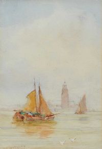 SAILING NEAR THE LIGHTHOUSE by William Bingham McGuinness RHA at Ross's Online Art Auctions
