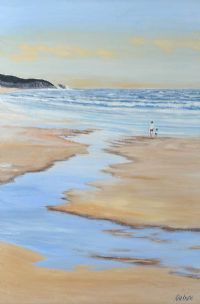 A STROLL ALONG THE BEACH by Peter Knuttel at Ross's Online Art Auctions