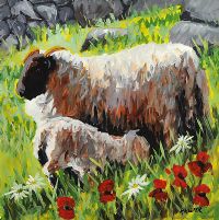 SHEEP GRAZING by Ronald Keefer at Ross's Online Art Auctions