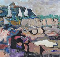 DEVON BEACH by Hugh McIlfatrick at Ross's Online Art Auctions