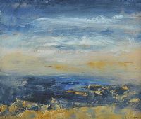 BLUE AND GOLD LANDSCAPE by Gerard Maguire at Ross's Online Art Auctions
