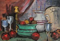 STILL LIFE, GREEN FRUIT BOWL by Gladys Maccabe HRUA at Ross's Online Art Auctions