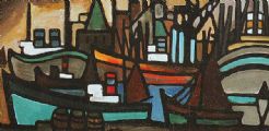 BUSY HARBOUR by Markey Robinson at Ross's Online Art Auctions