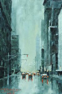 FIFTH AVENUE AFTER THE RAIN by Colin H. Davidson at Ross's Online Art Auctions