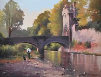 STROLL BY GLENARM CASTLE by Gregory Moore at Ross's Online Art Auctions