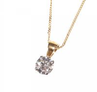 9CT GOLD AND DIAMOND SOLITAIRE PENDANT AND CHAIN at Ross's Online Art Auctions