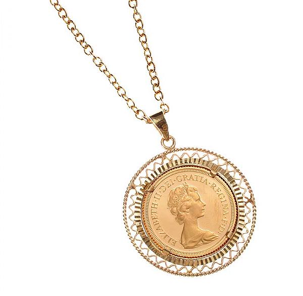 Full Sovereign Coin Mounted In 9ct Gold Pendant And Chain