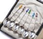SET OF SIX STERLING SILVER SPOONS WITH GUILLOCHE ENAMEL HANDLES at Ross's Online Art Auctions