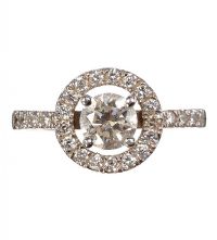 PLATINUM AND DIAMOND HALO CLUSTER RING at Ross's Online Art Auctions