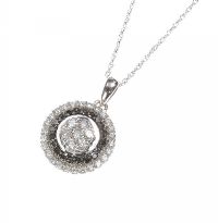 10CT WHITE GOLD AND DIAMOND PENDANT AND CHAIN at Ross's Online Art Auctions