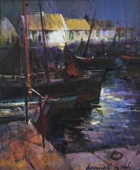 EVENING LIGHT, ROUNDSTONE by Kenneth Webb RUA at Ross's Online Art Auctions