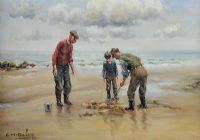 DIGGING FOR BAIT by Charles McAuley at Ross's Online Art Auctions