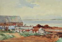 MENDING THE BOAT, DONEGAL by Frank Murphy at Ross's Online Art Auctions