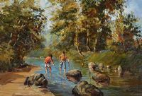 AFTER THE TIDDLERS by R Cochrane at Ross's Online Art Auctions