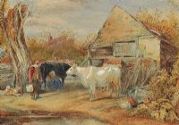 MILKING TIME by J. Luniell at Ross's Online Art Auctions