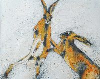BOXING HARES by Audrey Smyth at Ross's Online Art Auctions