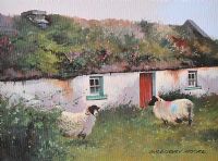 RAMS BY THE OLD COTTAGE by Gregory Moore at Ross's Online Art Auctions