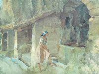 GIRL BY THE FOUNTAIN by Sir William Russell Flint RA at Ross's Online Art Auctions