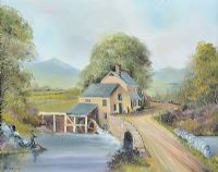 FISHING BY THE MILL by William Yeaman at Ross's Online Art Auctions