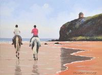 ON HORSE BACK, DOWNHILL by Gregory Moore at Ross's Online Art Auctions