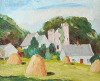 HAYSTACKS IN THE FIELD, LIMERICK by Kitty Wilmer O Brien at Ross's Online Art Auctions