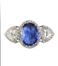 18CT WHITE GOLD SAPPHIRE AND DIAMOND TRIPLE CLUSTER RING at Ross's Online Art Auctions