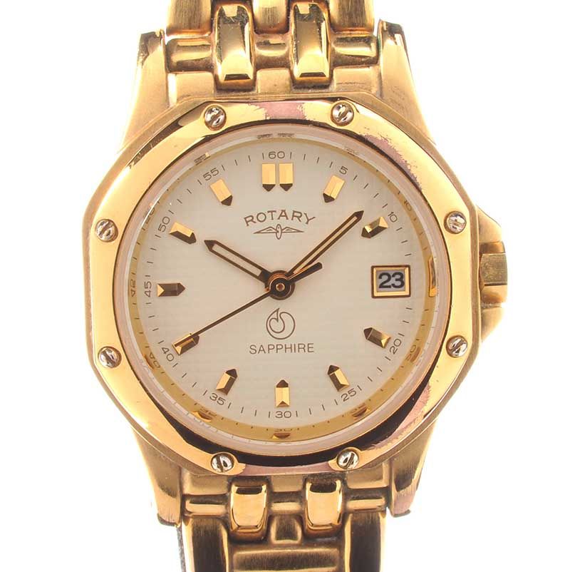 ROTARY 'SAPPHIRE' GOLD-PLATED STAINLESS STEEL LADY'S WRIST WATCH