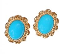 9CT GOLD AND TURQUOISE EARRINGS at Ross's Online Art Auctions