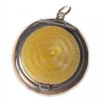 STERLING SILVER AND YELLOW GUILLOCHE ENAMEL COMPACT AND MIRROR at Ross's Online Art Auctions