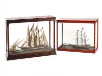 TWO SAILING SHIPS IN GLASS CASES WITH WOODEN SURROUNDS at Ross's Online Art Auctions
