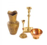 FOUR PIECES OF BRASS (FROM BATH LODGE CASTLE) at Ross's Online Art Auctions