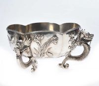 STERLING BOWL WITH THREE LEGS IN THE FORM OF DRAGON HEADS at Ross's Online Art Auctions