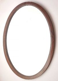 OVAL BEVELLED GLASS MIRROR IN MAHOGANY FRAME at Ross's Online Art Auctions