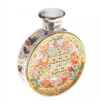 CIRCULAR PORCELAIN PERFUME BOTTLE WITH SILVER TOP at Ross's Online Art Auctions